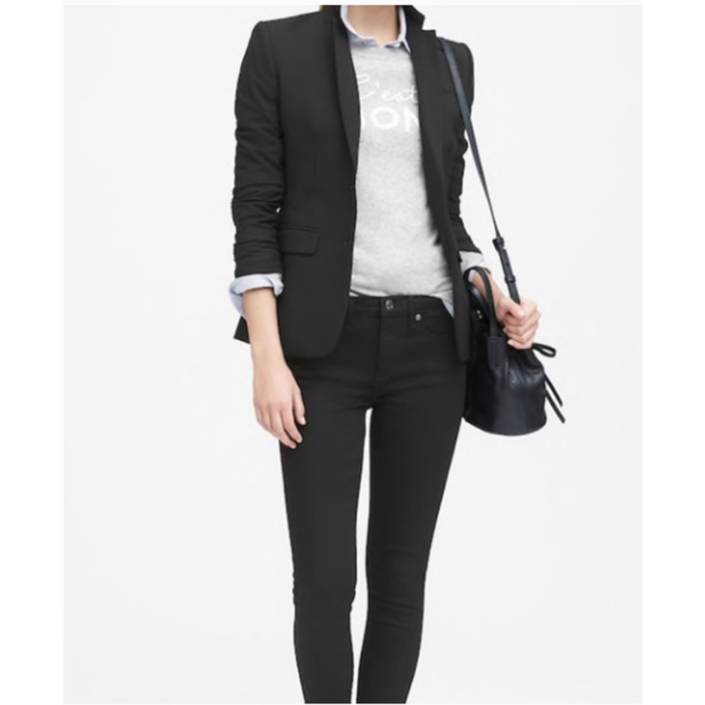 Banana Republic Women's Light Weight Wool Blazer Jacket Black Sz.4‎ NWT